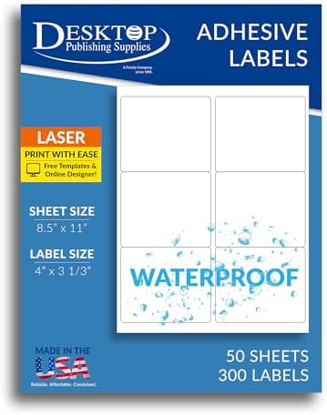 Amazon.com : 1500 Printable Waterproof Labels - 1" x 2-5/8" - 50 Sheets ...