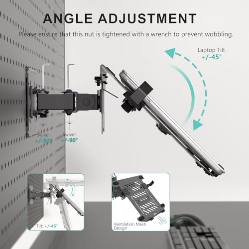 Image of WALI Articulating Pegboard Adjustable Mount for Laptop and Monitor
