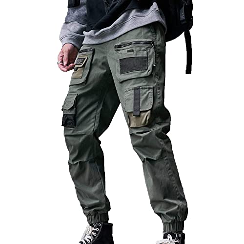 XYXIONGMAO Multi-Pocket Loose Overalls Casual Functional Trousers Cargo Joggers Techwear Harem Hip Hop Pants for Men