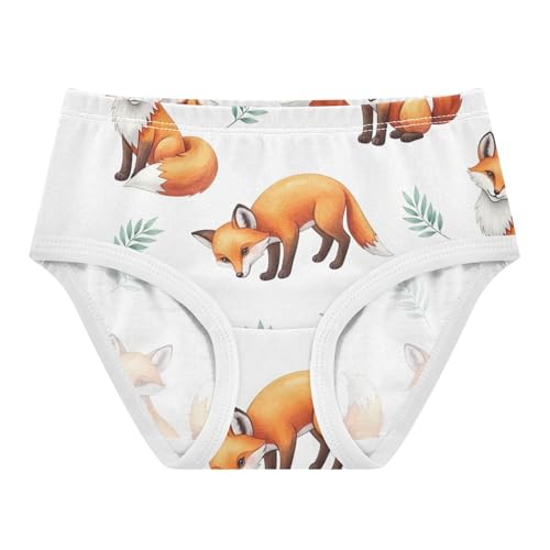 Aesthetic Toddler Girls Underwear 2t Cotton Little Girl Panties Cute Watercolor Foxes White Underpants Briefs