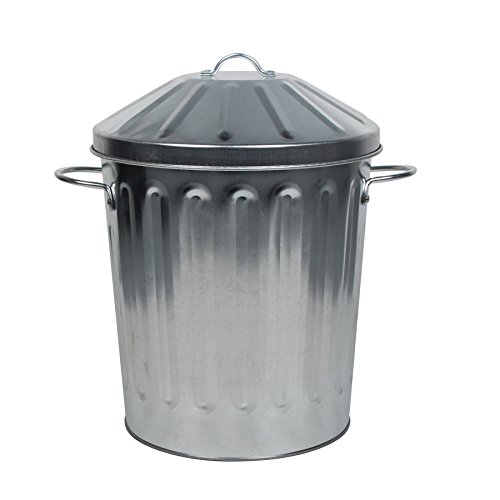 CrazyGadget Small Medium Large Extra Large Galvanised Steel Metal Dustbin Kitchen House Garden Storage Unit Bin (15L)