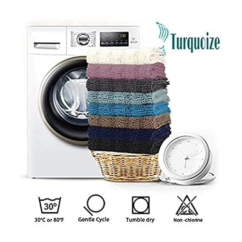 Image of Turquoize Luxury Chenille Bath Rug for Bathroom Rugs Extra Absorbent Bath Mat Non Slip Microfiber Shower Rug for Bathroom Microfiber Shaggy Carpet Rug Size, 17 inchx 24 inch, Green Bay