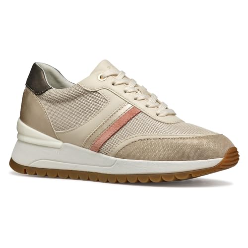 Geox Damen D DESYA A Sneaker, Lt Taupe/Lt Gold, 41 EU