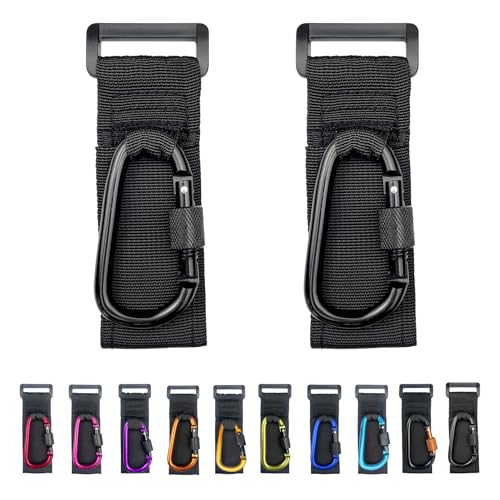 [Upgrade]Baby Stroller Hook with Locking, Carry 30 lbs per Stroller Clip, Baby Stroller Accessories & Car Seat Hook for Hanging Diaper Bag, Golf, Shopping and Pet Cart (2 Pcs + Nylon + Black)