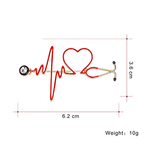 Image of Nurse Pin Stethoscope Pins Cuterus Heart-Shaped Pins Lapel Pin Personality Medical Jewelry for Women Nurse Accessories Gifts Hat Lapel Pins(Gold)