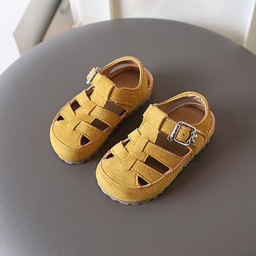 IWIHMIV Girls Cork Sandals Breathable Flat Dress Sandals Round Closed Toe Summer Non Slip Soft Bottom Shoes4