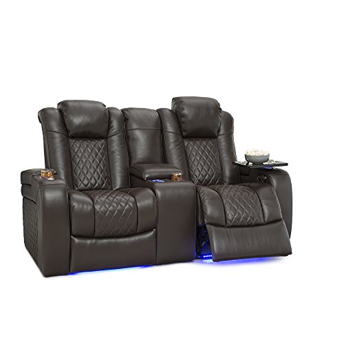 Seatcraft Anthem Home Theater Seating - Italian Leather - Power Recline Loveseat - Center Storage...
