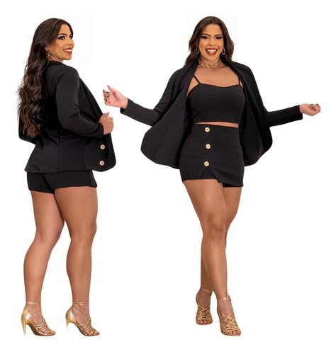 Conjunto 3 Peças Max Blazer Alfaiataria Tamanho:M (38-40);Cor:PRETO LUNAR
