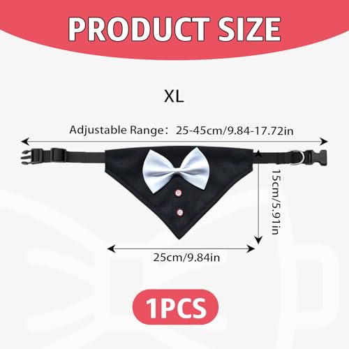 Hund Smoking Bandana Halsband, Formale Hochzeit Party Hundehalstuch mit Fliege Verstellbar Krawatte Haustier Anzug Fliege für Hunde für Party Geburtstag für Kleine Mittelgroße und Große Hunde,XL