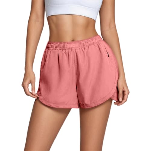 Pantalones Cortos Deportivos 2 En 1 Mujer Verano Pantalones Cortos De Deporte para Mujer con Bolsillo De Verano Mallas Ligero Transpirable Forro Interior Short Running Cintura Alta Jogging Yoga (M)