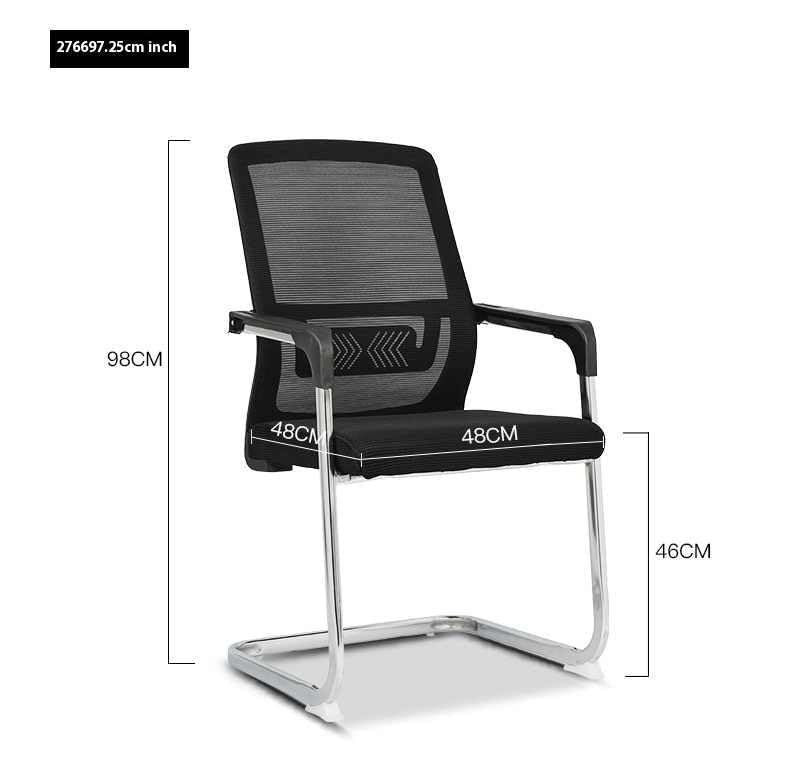 Image of TOBY Set of 2 Ergonomic Visitor Chairs with Lumbar Support, Breathable Mesh Back, Cushioned Seat, Fixed Armrests & Metal Sled Base - Office, Waiting Room, Conference Chair (Black)