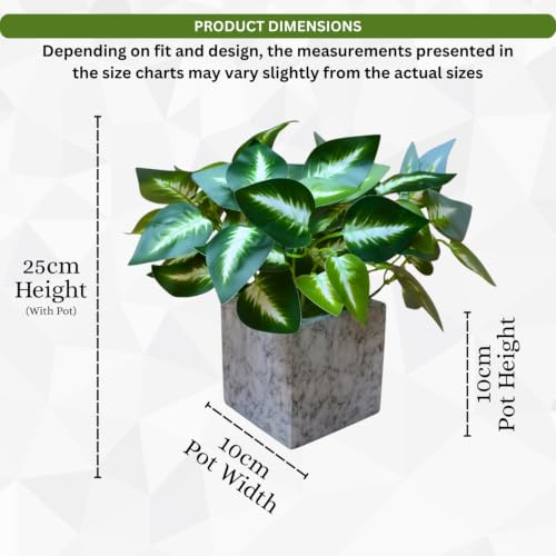 Image of fancymart Artificial Plant with Real-Touch Leaves in Pot, 25 cm, Indoor Tabletop Item for Home Decor, Office, Living Room