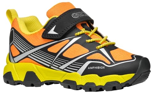 Geox J Magnetar Boy B ABX, Zapatillas Niños, Black Lt Orange A, 24 EU