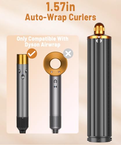 Image of 1.6IN Long Hair Barrels Attachment Compatible with Dyson Airwrap HS01 HS05 HS08 Accessories, Automatic Curling Iron Curlers for Lazy Loose Inward Curls Voluminous Outward Waves