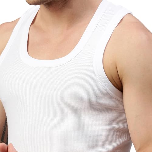 Image of sporto Macho Men's Vest | 100% Combed Cotton | U Neck Sleeveless Innerwear | Soft Hand Feel Comfort Fit | Good Absorbency | Everyday Wear | Color May Vary (Pack of 3)