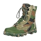 QKLMWES Men's High Top Lace Up Work Military Tactical Boots Non-Slip Rubber Outsole Wear Resistance Lightweight Combat Boots For Outdoor Trekking Commando Army Desert Jungle Backpacking (green 1,9.5)