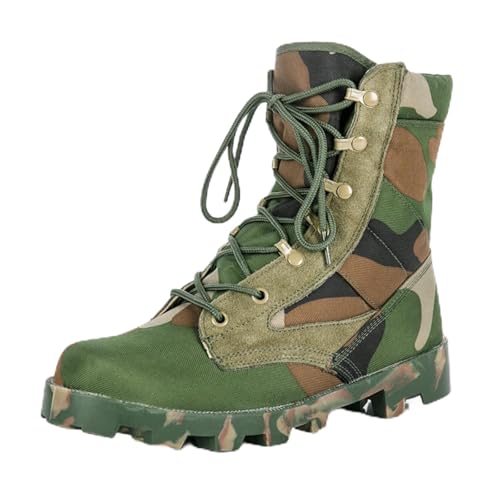 QKLMWES Men's High Top Lace Up Work Military Tactical Boots Non-Slip Rubber Outsole Wear Resistance Lightweight Combat Boots For Outdoor Trekking Commando Army Desert Jungle Backpacking (green 1,8.5)