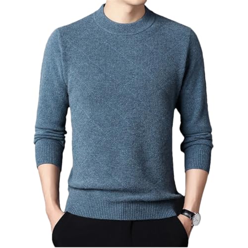 Men's Sweater Cashmere Warm Half-High Collar Pullover Solid Soft Knit Top