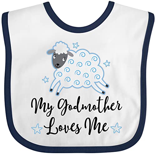 inktastic Godmother Godson Lamb Baby Bib White and Navy 2bf68