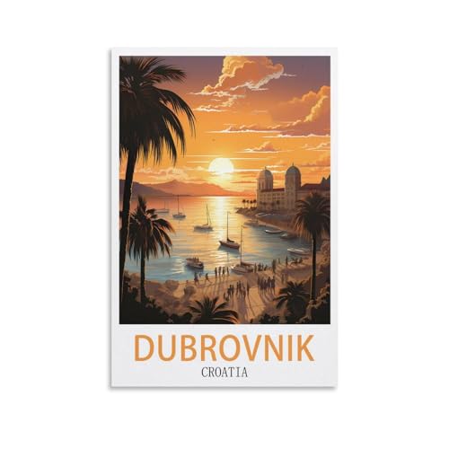 LHJOIUN Dubrovnik Croatie Poster de voyage vintage 20 x 30 cm Art moderne