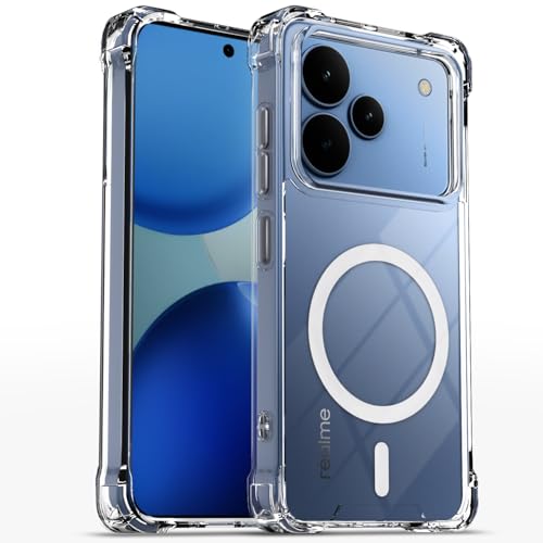 Image of Amazon Basics Back Cover for Realme P4 5G Mag-Safe Shockproof PC + TPU Protective Case Magnetic Support Bumper Case (Transparent Mag-Safe)
