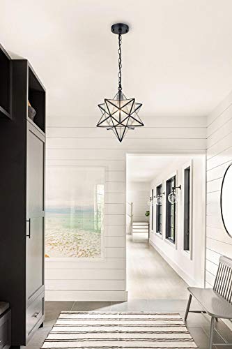 14'' Moravian Star Pendant Light Seeded Glass Star Lights With Hanging Chain #TOP5
