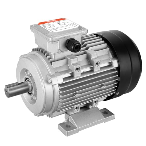 VEVOR Motor Eléctrico 1,5 kW 3000 RPM, CA 230/400 V 9,5/3,5 A, Marco B3, Motor Compresor de Aire Trifásico, Eje con Llave de 24 mm, para Maquinaria Agrícola y Equipos Generales, 300 x 175 x 215 mm