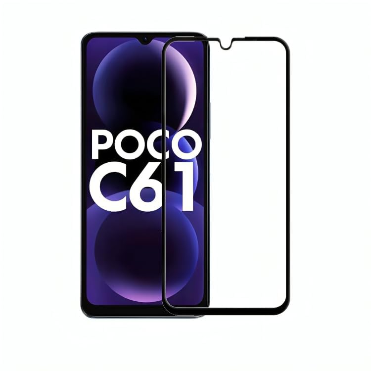 HEYANSH CREATION Tempered Glass Screen Protector Compatible For Poco C61 Cellphone With Edge To Edge Coverage And Easy Installation Kit,Pack Of 1,Black (B0D8GYWDBB) Amazon Price History, Amazon Price Tracker