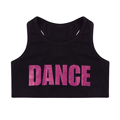 Image of Girls High Neck Athletic Sports Bra Crop Top Gymnastics Workout Gym Fitness Vest Tank Top T Shirt