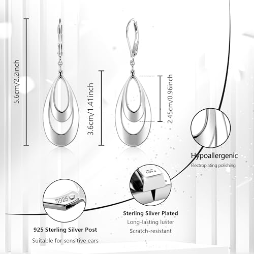 ALEXCRAFT 925 Sterling Silver & 14K Gold Plated Teardrop Dangle Earrings Double Teardrop Leverback Dangle Earrings for Women Hypoallergenic Trendy Prom Fashion Jewelry Gifts4