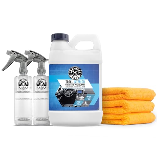 Image of Chemical Guys, Total Interior Cleaner & Protectant Refill Kit, 64 oz Set | 64 oz refill with two dilution bottles and three microfiber towels to restock your Total Interior setup