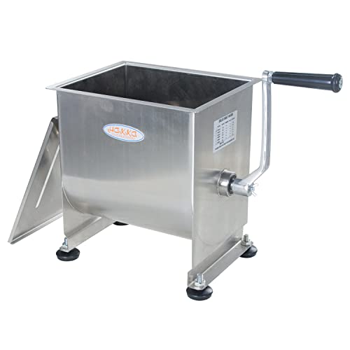 Hakka 15lb/7.5L Manual Meat Mixer, Stainless Steel 10L Fixed Tank No Gear Box Meat Mixer for Sausage (Mixing Max.15lb/7.5L for Meat)