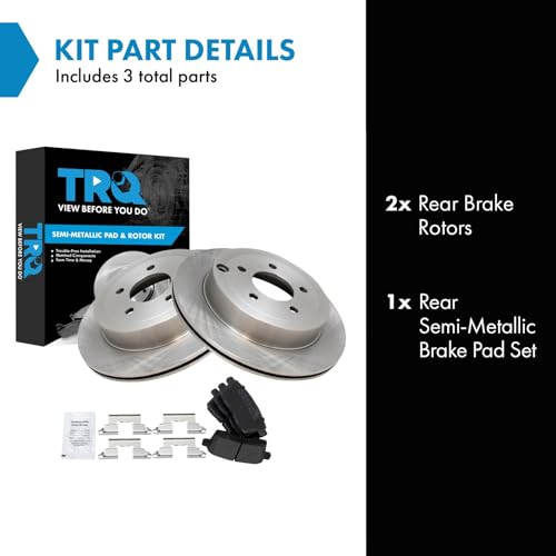 Image of TRQ Rear Brake Pad and Rotor Set Semi Metallic Vented Rotors | For 2007-2010 Ford Edge 2007-2010 Lincoln MKX