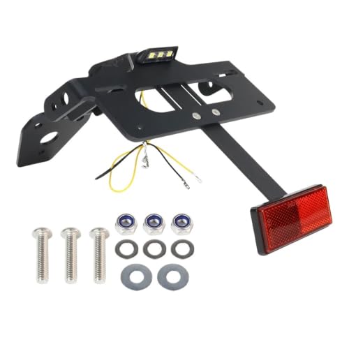 Support de plaque arrière moto en aluminium avec kit rangement LED intégré