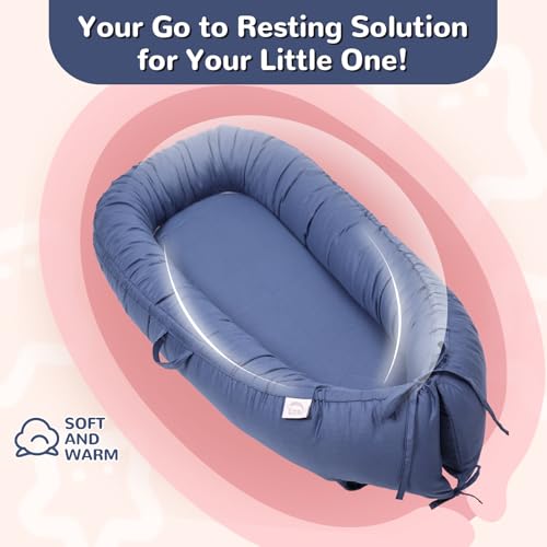 Image of EAQ Baby Lounger, Infant Lounger for Newborn,Portable Baby Nest Cover Breathable & Soft, Newborn Essentials