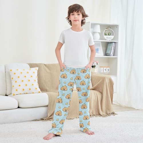 Boys' Pants Cute Capybara Lemon Stay Long Bottoms Jogger Pants Elastic Waist Trousers with Pockets S-XL3