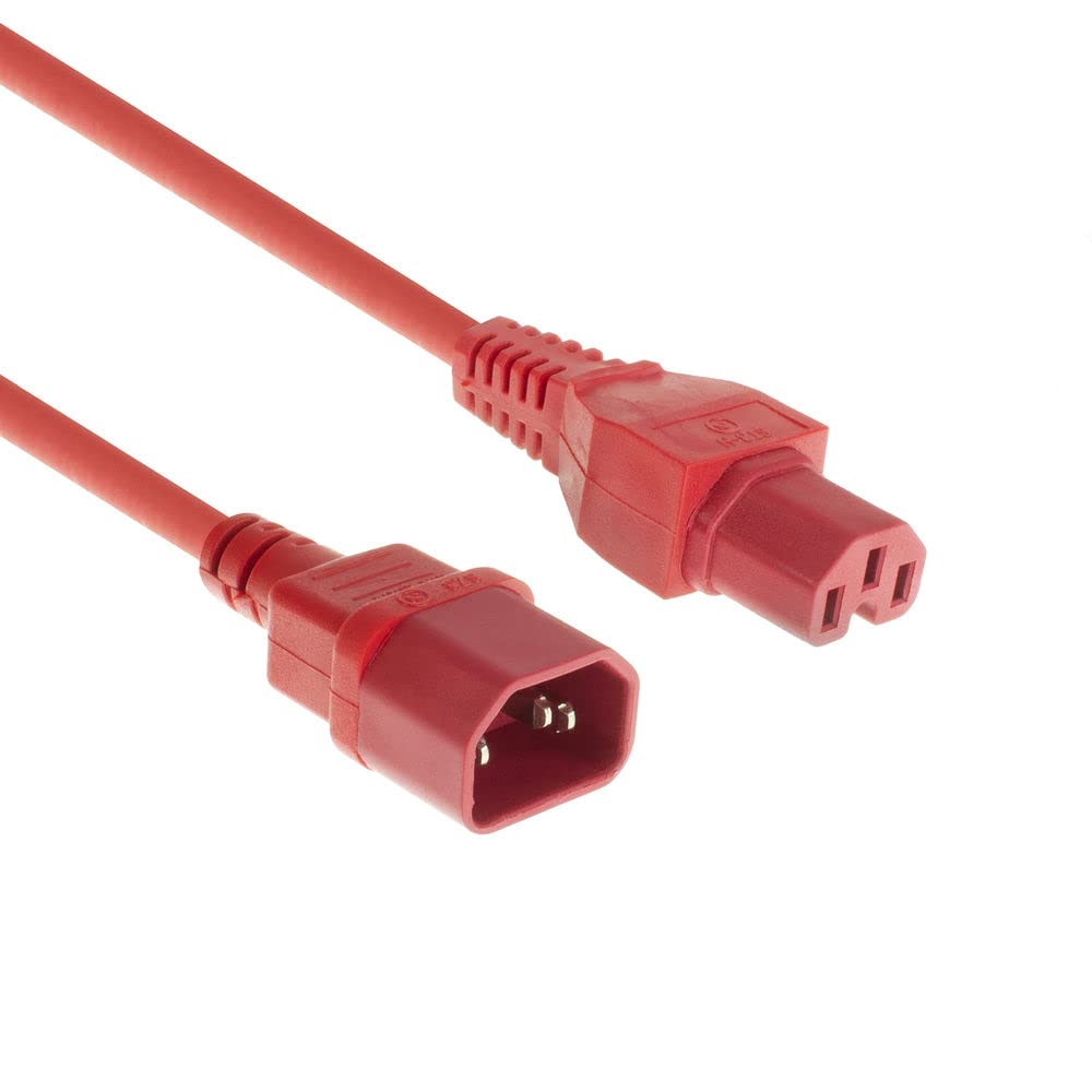 ACT Kabel do podgrzewacza 2 m, wtyczka C14 na gniazdo C15, kabel zasilający, przedłużacz, wtyczka do podgrzewacza czerwona – AK5308