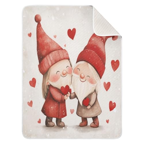 Burbuja Valentine Gnome Lover Baby Blanket for Boys Girls, Nursery Soft Warm Swaddling Receiving Baby Blankets, 30x40 in Toddler Blanket