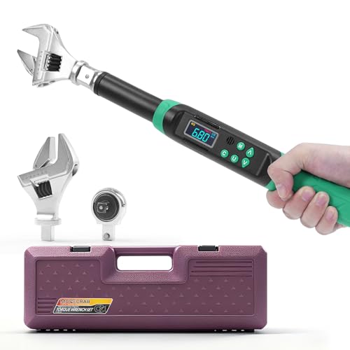 MOVECRAB Clé dynamométrique numérique avec têtes interchangeables – Clé dynamométrique réglable de précision avec cliquet et têtes ouvertes réglables, 6,8 à 135 N.m (9 x 12 mm)