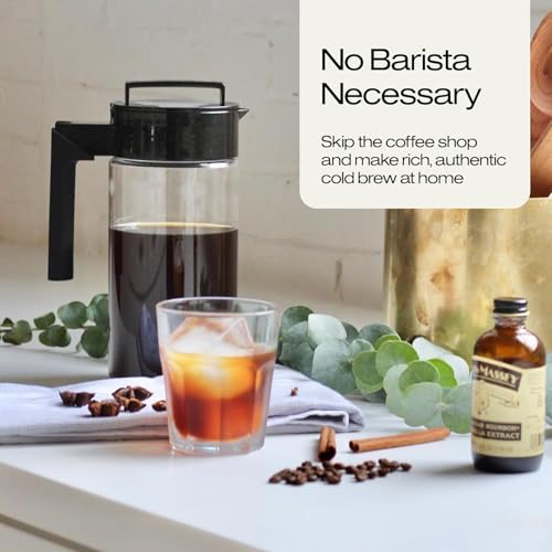 Image of Deluxe Cold Brew Iced Coffee Maker with Airtight Seal & Silicone Handle, 2-Quart, Black BPA-Free Dishwasher-Safe