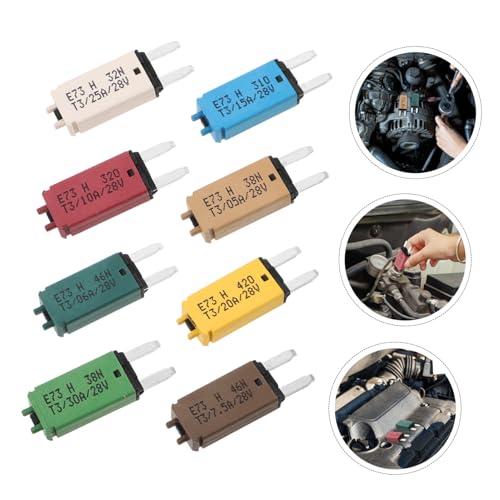 Kit de 8 fusibles automotrices mini restablecibles de perfil bajo para protección de circuito en auto, camión, RV y bote miniatura 7