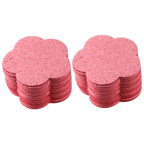 Vaguelly 50 Piezas esponjas desmaquillantes tripe esponja facial desmaquillante piel esponjas faciales limpiadoras en forma de flor esponjas faciales para la limpieza pulpa de madera rosa