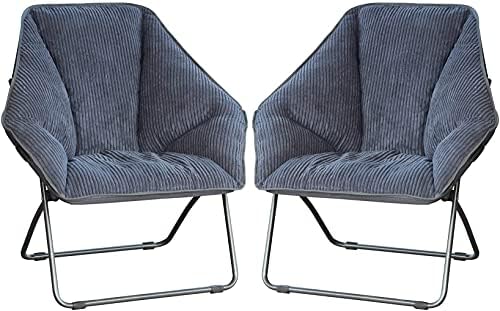 Zenithen Limited Hexagon Folding Dish Chair, Gray Corduroy - Pack of 2