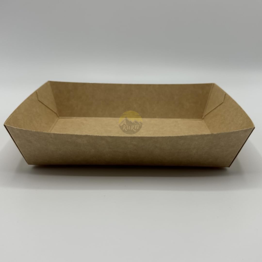 KURTT - 100 scatole in cartone formato A50 - Grande: 167 x 110 x 50 mm - vassoio per patatine fritte extra large - vassoio per snack - vassoio di cartone - ecologico - sostenibile - patatine fritte -