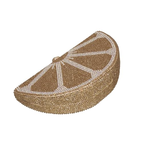 Image of Women Rhinestone Clutch Purse Watermelon Shape Handbag Cute Fruit Crossbody Bag Crystal Wedding Party Purse