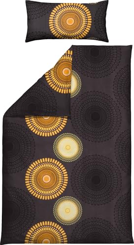 REDBEST Bettwäsche Biber Mandalas anthrazit-gelb Größe 40x80 cm /...