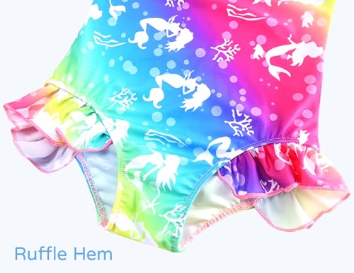 Image of Snowheart Girls Bathing Suit Toddler Swimsuit Girl Hawaiian Floral Ruffle One-Piece Breathable Swimwear 4-10T