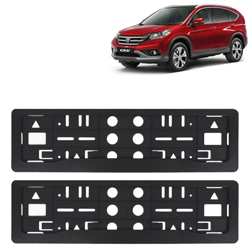 Image of KINGSWAY CRV Car Number Plate Frames for All 2012 to 2018 Models of Honda Car Registration Plate Holders, Black Licence Plate Covers (Front and Rear), Universal Size 51.5 x 14.5 cm