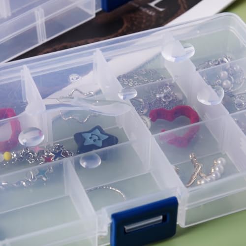 Luxiremi Organiser Box 2Pcs Small Craft Storage Boxes with Compartments Clear Plastic Storage Earring Containers Jewellery Screw Box with Adjustable Dividers for Small Items Tools Travel 3 Luxiremi Organiser Box 2Pcs Small Craft Storage Boxes with Compartments Clear Plastic Storage Earring Containers Jewellery Screw Box with Adjustable Dividers for Small Items Tools Travel - Image 3