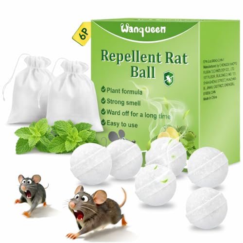 6 Pack Mouse Rodent Repellent Balls – Peppermint Oil to Repel Mice & Rats, Long Lasting 3 Months...